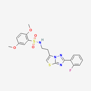 molecular formula C20H19FN4O4S2 B3414157 N-(2-(2-(2-fluorophenyl)thiazolo[3,2-b][1,2,4]triazol-6-yl)ethyl)-2,5-dimethoxybenzenesulfonamide CAS No. 946306-32-7