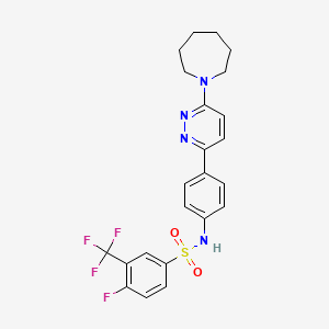 molecular formula C23H22F4N4O2S B3414178 N-[4-(6-azepan-1-ylpyridazin-3-yl)phenyl]-4-fluoro-3-(trifluoromethyl)benzenesulfonamide CAS No. 946306-95-2