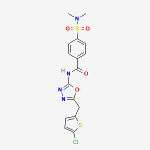 molecular formula C16H15ClN4O4S2 B3414193 N-{5-[(5-chlorothiophen-2-yl)methyl]-1,3,4-oxadiazol-2-yl}-4-(dimethylsulfamoyl)benzamide CAS No. 946307-46-6