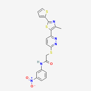molecular formula C20H15N5O3S3 B3414204 2-((6-(4-methyl-2-(thiophen-2-yl)thiazol-5-yl)pyridazin-3-yl)thio)-N-(3-nitrophenyl)acetamide CAS No. 946310-26-5