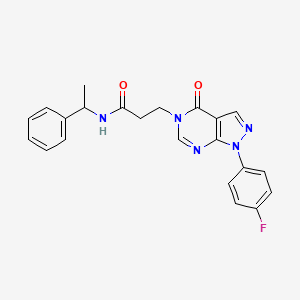 molecular formula C22H20FN5O2 B3414215 3-(1-(4-fluorophenyl)-4-oxo-1H-pyrazolo[3,4-d]pyrimidin-5(4H)-yl)-N-(1-phenylethyl)propanamide CAS No. 946312-69-2