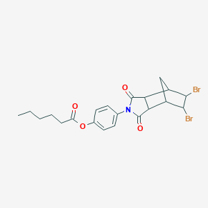 4-(5,6-dibromo-1,3-dioxooctahydro-2H-4,7-methanoisoindol-2-yl)phenyl hexanoate