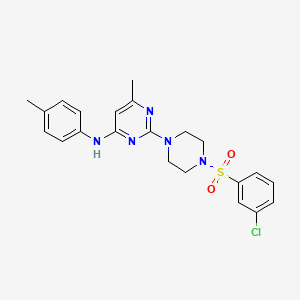 molecular formula C22H24ClN5O2S B3414238 2-(4-((3-chlorophenyl)sulfonyl)piperazin-1-yl)-6-methyl-N-(p-tolyl)pyrimidin-4-amine CAS No. 946314-77-8