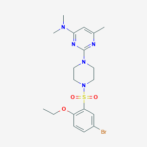 molecular formula C19H26BrN5O3S B3414260 2-(4-((5-bromo-2-ethoxyphenyl)sulfonyl)piperazin-1-yl)-N,N,6-trimethylpyrimidin-4-amine CAS No. 946315-41-9
