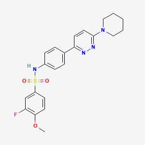 molecular formula C22H23FN4O3S B3414280 3-fluoro-4-methoxy-N-(4-(6-(piperidin-1-yl)pyridazin-3-yl)phenyl)benzenesulfonamide CAS No. 946318-52-1
