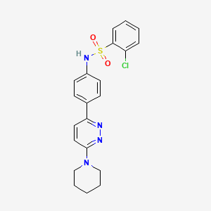 molecular formula C21H21ClN4O2S B3414284 2-chloro-N-[4-(6-piperidin-1-ylpyridazin-3-yl)phenyl]benzenesulfonamide CAS No. 946318-72-5