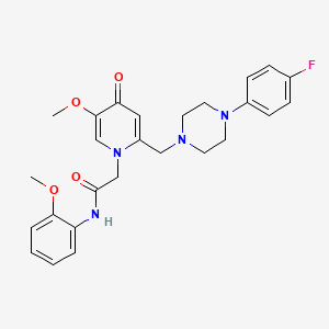 molecular formula C26H29FN4O4 B3414296 2-(2-((4-(4-fluorophenyl)piperazin-1-yl)methyl)-5-methoxy-4-oxopyridin-1(4H)-yl)-N-(2-methoxyphenyl)acetamide CAS No. 946319-51-3