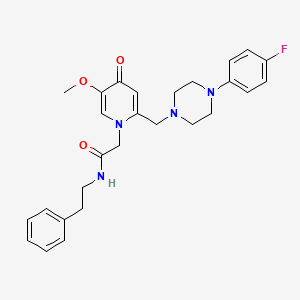 molecular formula C27H31FN4O3 B3414310 2-(2-((4-(4-fluorophenyl)piperazin-1-yl)methyl)-5-methoxy-4-oxopyridin-1(4H)-yl)-N-phenethylacetamide CAS No. 946319-67-1