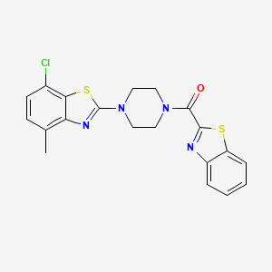 molecular formula C20H17ClN4OS2 B3414318 Benzo[d]thiazol-2-yl(4-(7-chloro-4-methylbenzo[d]thiazol-2-yl)piperazin-1-yl)methanone CAS No. 946320-11-2