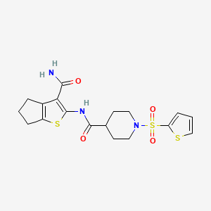 molecular formula C18H21N3O4S3 B3414342 N-{3-carbamoyl-4H,5H,6H-cyclopenta[b]thiophen-2-yl}-1-(thiophene-2-sulfonyl)piperidine-4-carboxamide CAS No. 946326-78-9