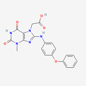 2-(3-methyl-2,6-dioxo-8-((4-phenoxyphenyl)amino)-2,3-dihydro-1H-purin-7(6H)-yl)acetic acid