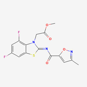 molecular formula C15H11F2N3O4S B3414411 (E)-methyl 2-(4,6-difluoro-2-((3-methylisoxazole-5-carbonyl)imino)benzo[d]thiazol-3(2H)-yl)acetate CAS No. 946334-46-9
