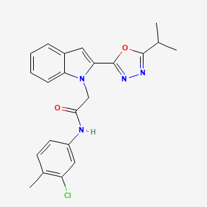 molecular formula C22H21ClN4O2 B3414436 N-(3-chloro-4-methylphenyl)-2-(2-(5-isopropyl-1,3,4-oxadiazol-2-yl)-1H-indol-1-yl)acetamide CAS No. 946335-96-2
