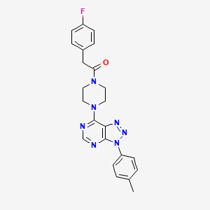 molecular formula C23H22FN7O B3414449 7-{4-[(4-fluorophenyl)acetyl]piperazin-1-yl}-3-(4-methylphenyl)-3H-[1,2,3]triazolo[4,5-d]pyrimidine CAS No. 946339-78-2