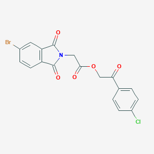 molecular formula C18H11BrClNO5 B341445 2-(4-chlorophenyl)-2-oxoethyl (5-bromo-1,3-dioxo-1,3-dihydro-2H-isoindol-2-yl)acetate 