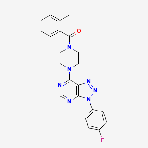 molecular formula C22H20FN7O B3414454 (4-(3-(4-fluorophenyl)-3H-[1,2,3]triazolo[4,5-d]pyrimidin-7-yl)piperazin-1-yl)(o-tolyl)methanone CAS No. 946339-90-8