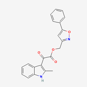 molecular formula C21H16N2O4 B3414478 (5-phenylisoxazol-3-yl)methyl 2-(2-methyl-1H-indol-3-yl)-2-oxoacetate CAS No. 946342-66-1