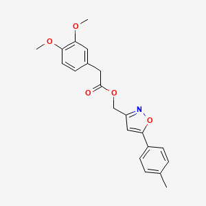 molecular formula C21H21NO5 B3414481 (5-(p-Tolyl)isoxazol-3-yl)methyl 2-(3,4-dimethoxyphenyl)acetate CAS No. 946342-74-1