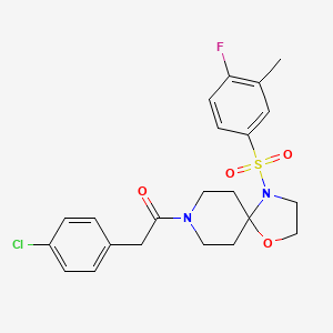 molecular formula C22H24ClFN2O4S B3414492 8-[(4-Chlorophenyl)acetyl]-4-[(4-fluoro-3-methylphenyl)sulfonyl]-1-oxa-4,8-diazaspiro[4.5]decane CAS No. 946344-57-6