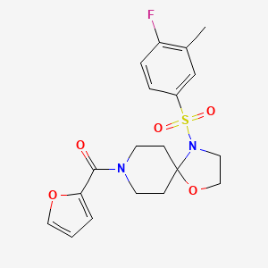 molecular formula C19H21FN2O5S B3414513 4-(4-Fluoro-3-methylbenzenesulfonyl)-8-(furan-2-carbonyl)-1-oxa-4,8-diazaspiro[4.5]decane CAS No. 946344-85-0