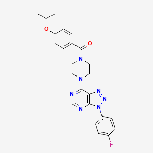molecular formula C24H24FN7O2 B3414520 (4-(3-(4-fluorophenyl)-3H-[1,2,3]triazolo[4,5-d]pyrimidin-7-yl)piperazin-1-yl)(4-isopropoxyphenyl)methanone CAS No. 946344-91-8