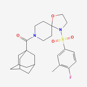 molecular formula C25H33FN2O4S B3414526 8-(1-Adamantylcarbonyl)-4-[(4-fluoro-3-methylphenyl)sulfonyl]-1-oxa-4,8-diazaspiro[4.5]decane CAS No. 946344-93-0