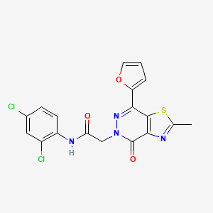 molecular formula C18H12Cl2N4O3S B3414549 N-(2,4-dichlorophenyl)-2-(7-(furan-2-yl)-2-methyl-4-oxothiazolo[4,5-d]pyridazin-5(4H)-yl)acetamide CAS No. 946346-45-8