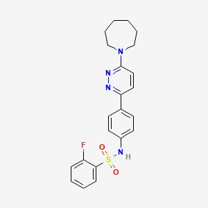 molecular formula C22H23FN4O2S B3414550 N-[4-(6-azepan-1-ylpyridazin-3-yl)phenyl]-2-fluorobenzenesulfonamide CAS No. 946346-51-6