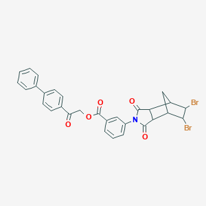 molecular formula C30H23Br2NO5 B341456 2-(biphenyl-4-yl)-2-oxoethyl 3-(5,6-dibromo-1,3-dioxooctahydro-2H-4,7-methanoisoindol-2-yl)benzoate 