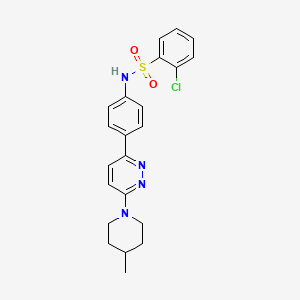 molecular formula C22H23ClN4O2S B3414576 2-chloro-N-(4-(6-(4-methylpiperidin-1-yl)pyridazin-3-yl)phenyl)benzenesulfonamide CAS No. 946347-41-7