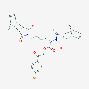 molecular formula C32H31BrN2O7 B341458 2-(4-bromophenyl)-2-oxoethyl 2,6-bis(1,3-dioxo-1,3,3a,4,7,7a-hexahydro-2H-4,7-methanoisoindol-2-yl)hexanoate 