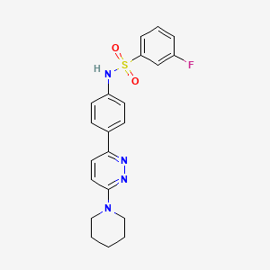 molecular formula C21H21FN4O2S B3414581 3-fluoro-N-[4-(6-piperidin-1-ylpyridazin-3-yl)phenyl]benzenesulfonamide CAS No. 946347-61-1