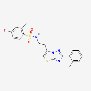 4-fluoro-2-methyl-N-(2-(2-(o-tolyl)thiazolo[3,2-b][1,2,4]triazol-6-yl)ethyl)benzenesulfonamide