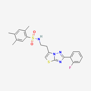 N-(2-(2-(2-fluorophenyl)thiazolo[3,2-b][1,2,4]triazol-6-yl)ethyl)-2,4,5-trimethylbenzenesulfonamide