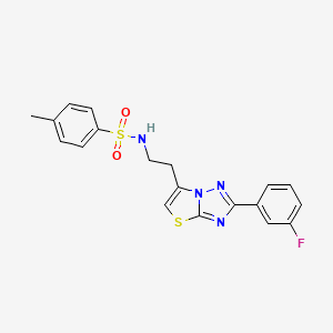 molecular formula C19H17FN4O2S2 B3414618 N-(2-(2-(3-fluorophenyl)thiazolo[3,2-b][1,2,4]triazol-6-yl)ethyl)-4-methylbenzenesulfonamide CAS No. 946358-04-9