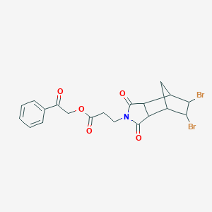molecular formula C20H19Br2NO5 B341462 2-oxo-2-phenylethyl 3-(5,6-dibromo-1,3-dioxooctahydro-2H-4,7-methanoisoindol-2-yl)propanoate 