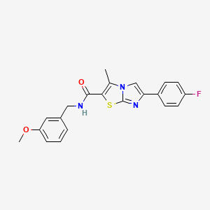 molecular formula C21H18FN3O2S B3414654 6-(4-fluorophenyl)-N-(3-methoxybenzyl)-3-methylimidazo[2,1-b]thiazole-2-carboxamide CAS No. 946359-20-2