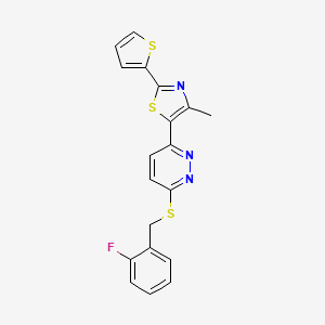 5-(6-((2-Fluorobenzyl)thio)pyridazin-3-yl)-4-methyl-2-(thiophen-2-yl)thiazole