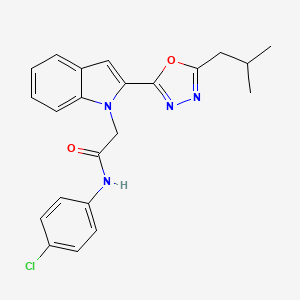 molecular formula C22H21ClN4O2 B3414667 N-(4-chlorophenyl)-2-{2-[5-(2-methylpropyl)-1,3,4-oxadiazol-2-yl]-1H-indol-1-yl}acetamide CAS No. 946362-26-1