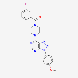 molecular formula C22H20FN7O2 B3414687 (3-fluorophenyl)(4-(3-(4-methoxyphenyl)-3H-[1,2,3]triazolo[4,5-d]pyrimidin-7-yl)piperazin-1-yl)methanone CAS No. 946364-55-2