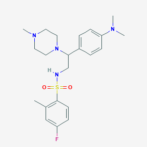 molecular formula C22H31FN4O2S B3414763 N-(2-(4-(dimethylamino)phenyl)-2-(4-methylpiperazin-1-yl)ethyl)-4-fluoro-2-methylbenzenesulfonamide CAS No. 946366-57-0