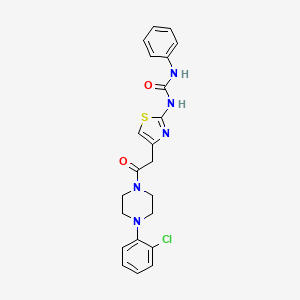 molecular formula C22H22ClN5O2S B3414812 1-(4-(2-(4-(2-Chlorophenyl)piperazin-1-yl)-2-oxoethyl)thiazol-2-yl)-3-phenylurea CAS No. 946373-90-6