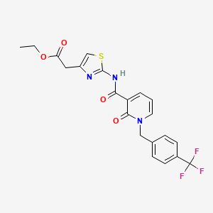 Ethyl 2-(2-(2-oxo-1-(4-(trifluoromethyl)benzyl)-1,2-dihydropyridine-3-carboxamido)thiazol-4-yl)acetate