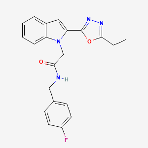 molecular formula C21H19FN4O2 B3414844 2-(2-(5-ethyl-1,3,4-oxadiazol-2-yl)-1H-indol-1-yl)-N-(4-fluorobenzyl)acetamide CAS No. 946381-29-9