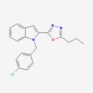 molecular formula C20H18ClN3O B3414851 1-(4-chlorobenzyl)-2-(5-propyl-1,3,4-oxadiazol-2-yl)-1H-indole CAS No. 946382-00-9