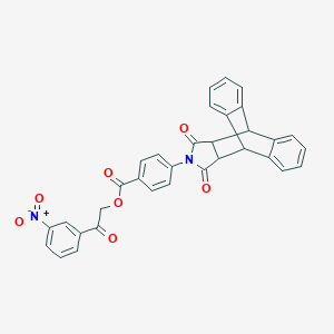 2-(3-Nitrophenyl)-2-oxoethyl 4-(16,18-dioxo-17-azapentacyclo[6.6.5.0~2,7~.0~9,14~.0~15,19~]nonadeca-2,4,6,9,11,13-hexaen-17-yl)benzoate (non-preferred name)