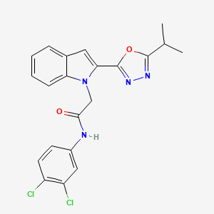 molecular formula C21H18Cl2N4O2 B3414870 N-(3,4-dichlorophenyl)-2-(2-(5-isopropyl-1,3,4-oxadiazol-2-yl)-1H-indol-1-yl)acetamide CAS No. 946382-67-8