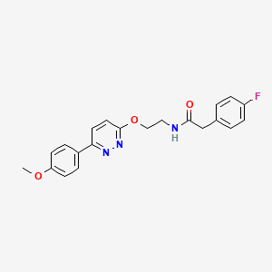 molecular formula C21H20FN3O3 B3414878 2-(4-fluorophenyl)-N-(2-((6-(4-methoxyphenyl)pyridazin-3-yl)oxy)ethyl)acetamide CAS No. 946383-30-8