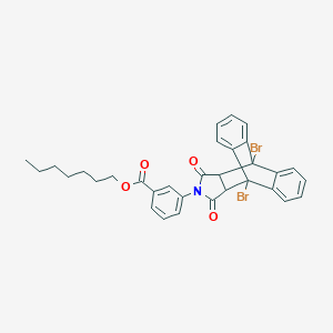 Heptyl 3-(1,8-dibromo-16,18-dioxo-17-azapentacyclo[6.6.5.0~2,7~.0~9,14~.0~15,19~]nonadeca-2,4,6,9,11,13-hexaen-17-yl)benzoate (non-preferred name)
