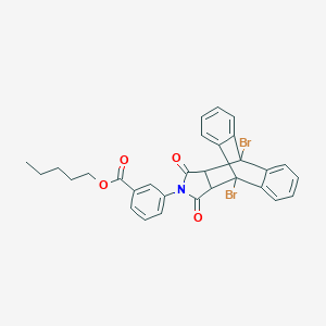 molecular formula C30H25Br2NO4 B341492 Pentyl 3-(1,8-dibromo-16,18-dioxo-17-azapentacyclo[6.6.5.0~2,7~.0~9,14~.0~15,19~]nonadeca-2,4,6,9,11,13-hexaen-17-yl)benzoate (non-preferred name) 